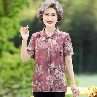 Áo dài trung niên và phụ nữ mùa xuân và mùa hè áo sơ mi áo mẹ áo dài trung áo dài tay áo trung niên cộng với áo len kích thước - Áo sơ mi