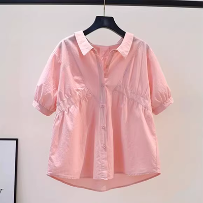 Clavicle top nữ mùa hè trưởng thành theo phong cách Hepburn retro cổ tích nhỏ ngọt ngào và dịu dàng kiểu Hồng Kông in ngắn tay nữ - Áo sơ mi