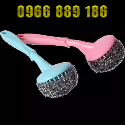 Bàn chải cán dài tẩy cặn, bóng lau có tay cầm rửa nồi, dụng cụ nhà bếp cán dài nhỏ, tay cầm cọ rửa, bàn chải sắt, chậu rửa - Phòng bếp