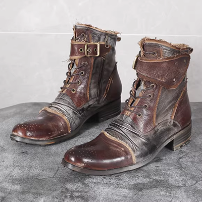 Thương hiệu Tide giày cao cổ màu bạc mùa thu 2020 phiên bản Hàn Quốc của xu hướng Giày Martin boots giản dị tất cả các kết hợp giày bốt ngắn màu đen - Giay cao