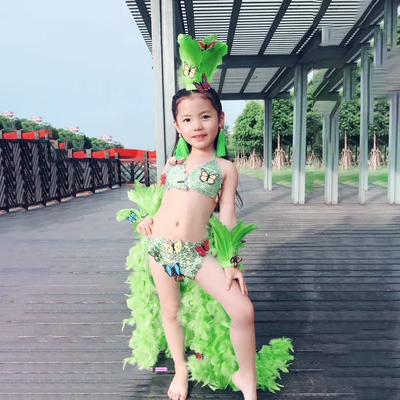 Cô gái sân khấu áo tắm sàn diễn bikini Đôi cánh Victorias Secret Người mẫu xe hơi T-sân khấu lông vũ trẻ em thủy triều trang phục sáng tạo - Đồ bơi trẻ em