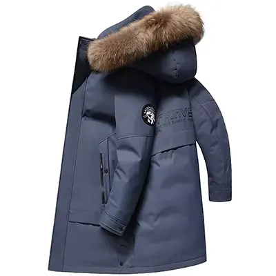 Chiếc bánh mới khắc phục được bộ lông nam bằng da màu xanh lá cây lông chồn lót nam ngắn áo khoác ngắn mùa đông gấu trúc lông cổ áo nam - Faux Fur