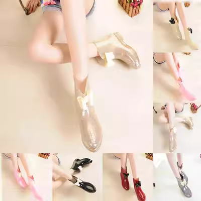 Giày đi mưa mùa hè, ủng đi mưa dành cho nữ, giày chống trượt nước dành cho người lớn, giày ống ngắn cộng với nhung, giày cao su nữ ống trung bình, giày dép học sinh - Rainshoes