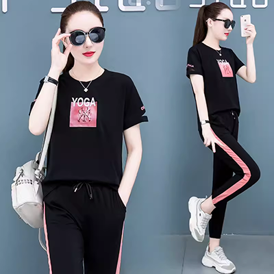 Bộ đồ thể thao cho mẹ kiểu dáng nước ngoài dành cho nữ mùa hè 2020 xu hướng mới 30 Phụ nữ trung niên 40 tuổi mập mạp giản dị cộng với kích thước - Phụ nữ cao cấp