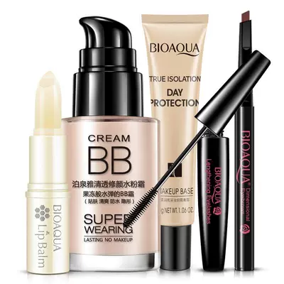 Boquanya Makeup Set Isolated bb Cream Nude Concealer Mascara Mỹ phẩm Bộ trang điểm cho người mới bắt đầu kẻ lông mày - Bộ trang điểm