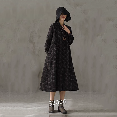 Jane 8023 phụ nữ mặc 2020 mùa xuân và mùa thu áo khoác gió dân tộc hoa áo khoác cotton và lanh bên ngoài áo choàng cardigan 2006 - Trench Coat