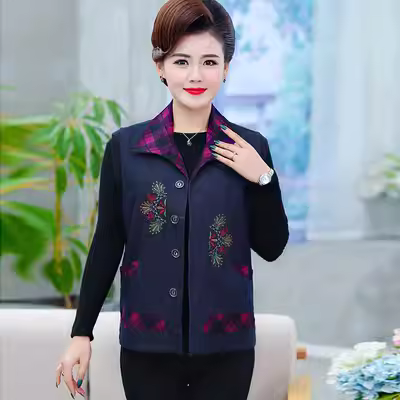 Bà mẹ trung niên và người cao tuổi Phụ nữ vest mùa xuân và mùa thu kích thước lớn phần mỏng áo ghi lê ông già áo ghi lê không tay áo bà - Áo vest