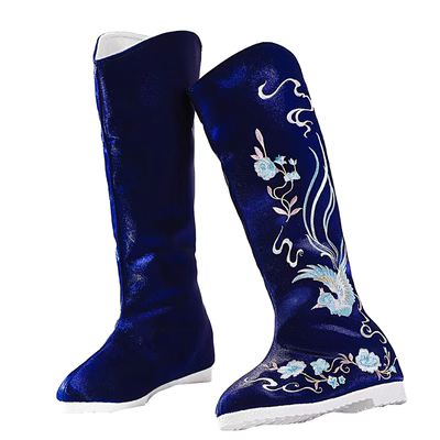Su Mengjin Hanfu Boots Boots của phụ nữ Giày thêu chiều cao bên trong Boots Tăng chiều cao bên trong Boots vải mùa thu Ban đầu Boots phong cách cổ đại Boots dài xà phòng - Bật lửa