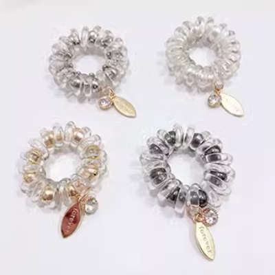 Cà vạt tóc dây điện thoại vòng tóc nữ lưới đỏ ngọc trai cao su dải tóc vòng đầu nữ - Phụ kiện tóc