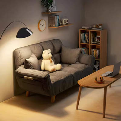 Ghế sofa nhỏ phòng ngủ màu đỏ phòng ngủ lười ghế sofa đơn phòng ngủ đôi ghế sofa nhỏ Nhật Bản ghế sàn tatami có thể được - Ghế sô pha