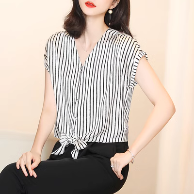 Áo sơ mi lụa satin nữ 2020 mùa hè mới tay ngắn Hàng Châu lá sen áo sơ mi lụa dâu tằm - Áo sơ mi