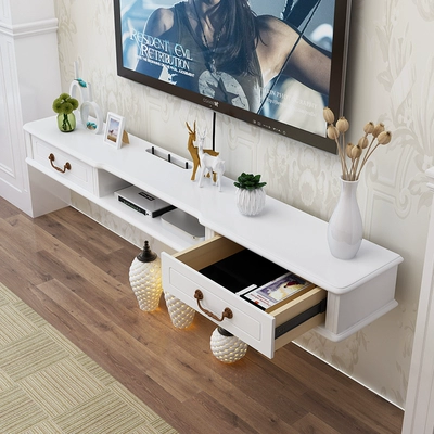 Phòng khách căn hộ nhỏ treo tường TV tủ phòng ngủ hiện đại Phòng ngủ TV tủ treo tường đơn giản set-top box rack gỗ rắn - Buồng