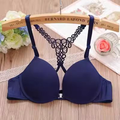 Áo lót nữ cài nút phía trước thoải mái, ren hoa tan trong nước, lưng có thể điều chỉnh gợi cảm, thu gọn ngực nhỏ, áo lót sau trơn - Cộng với kích thước Bras