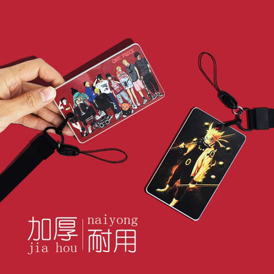 Thẻ bảo vệ thẻ xe buýt phim hoạt hình dễ thương thẻ học sinh bữa ăn nhỏ khuôn viên tươi mát vỏ cứng thẻ cửa thiết lập móc khóa dây buộc nữ - Hộp đựng thẻ