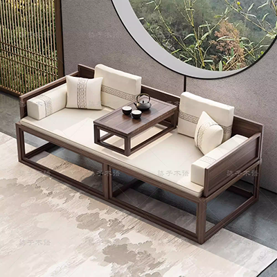 Giường La Hán mới của Trung Quốc, giường sofa đơn giản bằng gỗ đặc, gỗ du cũ, đi văng cổ nhà Minh và nhà Thanh, đồ nội thất mộng chạm khắc Zen - Giường
