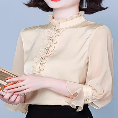 Áo sơ mi dài tay cho phụ nữ trung niên và cao tuổi, bà mẹ béo, quần áo mùa hè trung niên, áo rộng cộng với size, áo thun ngắn tay mùa xuân - Quần áo của mẹ