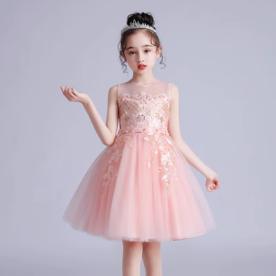 Cô gái đám cưới váy dạ hội bồng bềnh váy công chúa ngày hè thiếu nhi trang phục biểu diễn trang phục trong váy trẻ em lớn - Váy trẻ em