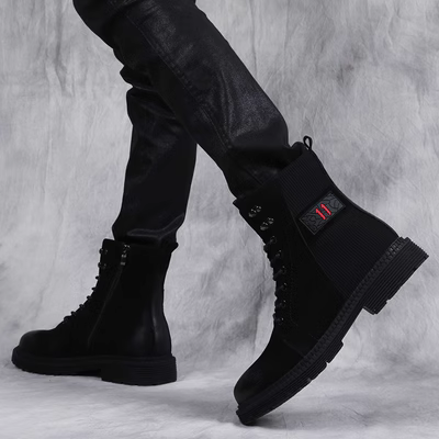 Martin boots của nam giới Anh mùa thu tăng giày nam bốt cắt giữa phong cách hàn quốc cộng với nhung cao gót giày hợp thời trang giày da nam - Giày ống