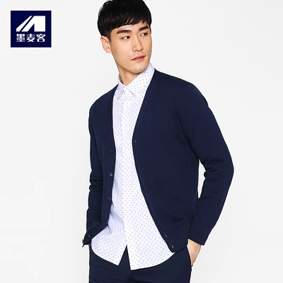 Momicker 2020 cotton mùa xuân nam áo len cardigan dài tay màu rắn hoang dã cộng với size áo len cổ chữ V nam - Cardigan