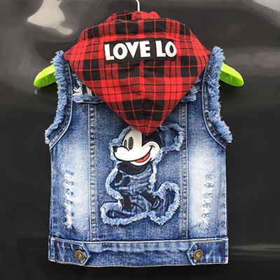 Cô gái denim vest mùa xuân và mùa thu vest công chúa vest denim mềm mại lớn bé trai cô gái áo khoác vest nữ mùa xuân mới - Áo ghi lê