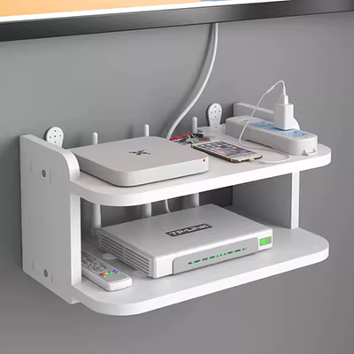 Bộ định tuyến không dây đục lỗ giá treo tường WiFi hộp lưu trữ trang trí tường nơi trú ẩn hộp set-top hộp kệ - Kệ