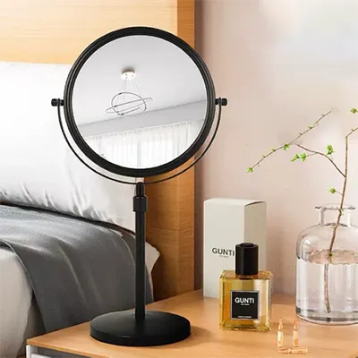 . Phòng tắm gương nhỏ treo tường miễn phí đục lỗ vẻ đẹp gương nhà vệ sinh gương trang trí gương tròn thay quần áo có thể được điều chỉnh - Gương