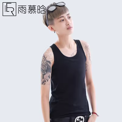 Áo nịt ngực, áo lót nhựa, les, dài, ngực bự, thể hiện đẹp trai, áo thun chữ T, áo nịt ngực, áo lót, vest, nữ cos cotton - Sau sinh