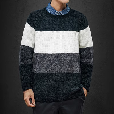 M-5XL áo len đan áo len nam cộng với chất béo cộng với kích thước 220 kg béo người đàn ông mùa thu và mùa đông dài tay chạm đáy học sinh lỏng lẻo - Kéo qua