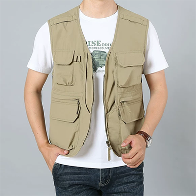Mùa hè lưới chụp ảnh vest câu cá vest nhiều túi áo vest ngoài trời máy ảnh ngoài trời nam và nữ khô nhanh quần áo mùa xuân và mùa hè - Dệt kim Vest