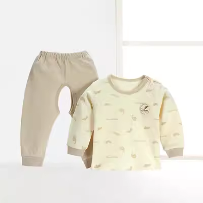 Duobailai Autumn Toddler Baby Autumn Quần áo Bộ 0 Tuổi Thu Đông 1 Pure Cotton Dài tay Áo lót Baby Đồ ngủ Quần áo ngủ Phụ nữ - Quần áo lót