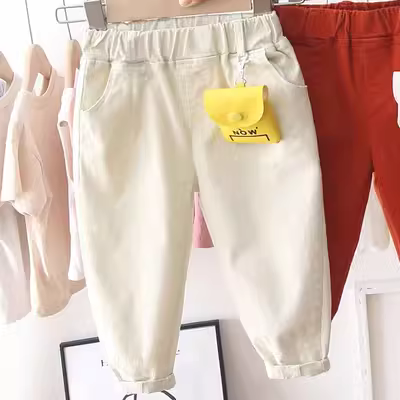 Quần áo trẻ em bé trai và bé gái mùa xuân và mùa thu 2020 quần vải cotton trẻ em mới quần dài trẻ em phong cách Hàn Quốc hợp thời trang - Khác