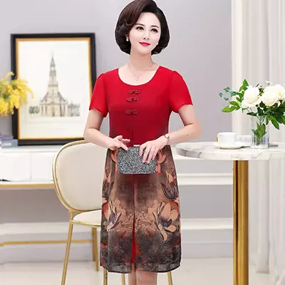 Váy cho mẹ trung niên mùa hè Quý tộc phương Tây 2020 mới cộng với size 40 tuổi 50 váy cho phụ nữ trung niên và cao tuổi - Phụ nữ cao cấp