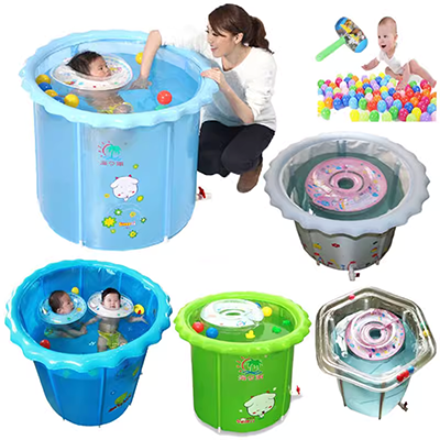 2020 mới cho trẻ em thùng bơi hộ gia đình bể bơi trẻ em sơ sinh trẻ em bơm hơi trong suốt bồn tắm gấp dày trong suốt - Bể bơi / trò chơi Paddle