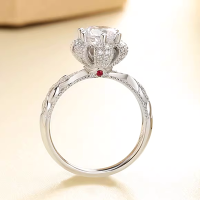 Nhẫn cưới một carat mô phỏng nhẫn kim cương nam và nữ nhẫn cặp đôi sống kỷ lục đám cưới nhẫn giả nhẫn đạo cụ hộp nhẫn - Nhẫn