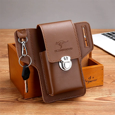 Bao thuốc lá handmade có thể đeo thắt lưng retro crazy Horse leather mini men túi nhỏ cầm tay hộp đựng thuốc lá da đa chức năng - Túi của con người