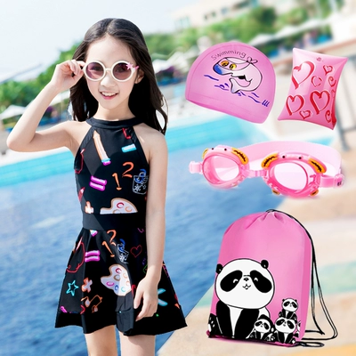 CUHK Áo tắm cho bé gái một mảnh 12-15 tuổi Học sinh công chúa Váy một mảnh 5 Đồ bơi cho trẻ mới biết đi Phiên bản Hàn Quốc - Bộ đồ bơi của Kid