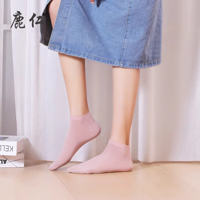 Lu Ren vớ Bà vớ bông Bít tất vô hình nông miệng mùa hè Nhật Bản trong thuyền trượt ins triều phần mỏng ống vớ - Vớ mắt cá chân