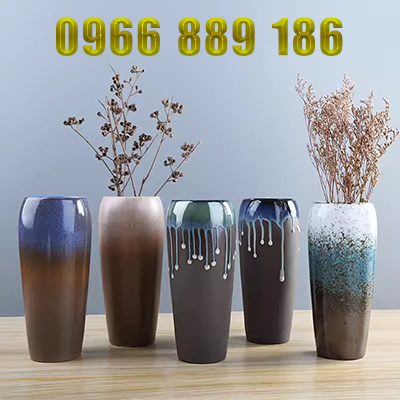 Bình hoa cổ điển hoa khô hoa thủy canh phòng khách sạn gốm sứ trang trí mềm trang trí nhà trang trí - Vase / Bồn hoa & Kệ