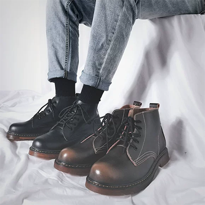 Giày Martin nam ulzzang phiên bản hàn quốc cao cổ all-match phong cách kiểu Anh ins tooling boots da đế triều 45 size lớn size 46 - Kính khung