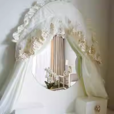 Hình vuông mới phong cách châu Âu gương che hình bầu dục khăn che gương cong bìa vải che bụi bảo vệ vải gương nghệ thuật - Bảo vệ bụi