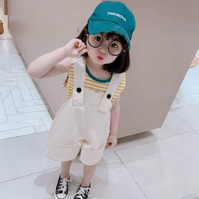 Đồ bộ nữ lửng, váy, quần, quần áo mùa hè màu đỏ lưới cho bé gái mới 2020, đồ bộ bé gái kiểu ngoại, quần áo trẻ em phiên bản hàn quốc - Quần