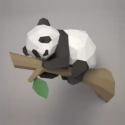 . Châu Âu và Mỹ sáng tạo khuôn giấy động vật 3D dán tường phòng trẻ em Tự làm gấu trúc khổng lồ trên cây vật liệu thủ công - Mô hình giấy