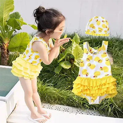 Phiên bản Hàn Quốc của bé gái áo tắm bé gái áo tắm một mảnh dễ thương đi biển đi biển đơn giản áo tắm sọc - Bộ đồ bơi của Kid