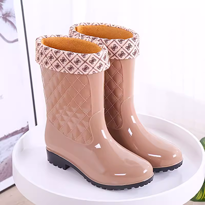 Giày đi mưa ống vừa cho phụ nữ ống ngắn giày nước chống trượt nhà bếp không thấm nước giày cao su overshoes giày đi mưa cho phụ nữ người lớn ống cao ủng nước giày - Rainshoes