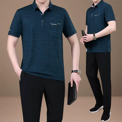 Mùa hè in thủy triều thương hiệu cá tính màu sắc tươi sáng của nam giới áo thun tay ngắn màu vàng nhung mỏng hợp thời trang bộ đồ thể thao và thư giãn của nam giới - Bộ đồ