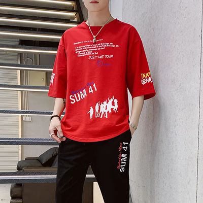Đồ bộ nam ngắn tay in hình thương hiệu Summer triều kiểu dáng rộng hợp thời trang nam phong cách hàn quốc đẹp trai với set đồ thể thao - Bộ đồ