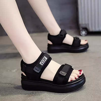 2019 phiên bản Hàn Quốc mới của mẫu đôi hoang dã Harajuku mẫu dép đi biển cỡ lớn dép nữ mang thai dép nữ mùa hè đế bằng - Sandal