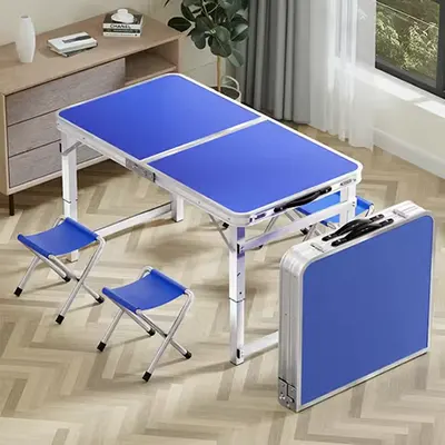 Bàn ghế xếp ngoài trời siêu nhẹ ô tô tự lái toàn nhôm bàn ghế xếp dã ngoại di động bàn ghế quầy hàng bàn ghế - Bàn