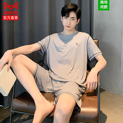 Phụ nữ trung niên và người cao tuổi mặc đồ ngủ phụ nữ bằng vải lụa cotton mùa hè cộng với kích thước mẹ mặc quần áo ở nhà giản dị váy ngắn tay - Phụ nữ cao cấp
