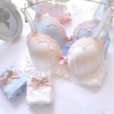 Công chúa Nhật Bản phong cách dễ thương ren thêu nơ ba ngực sexy bộ đồ lót 8015 - Bộ đồ lót